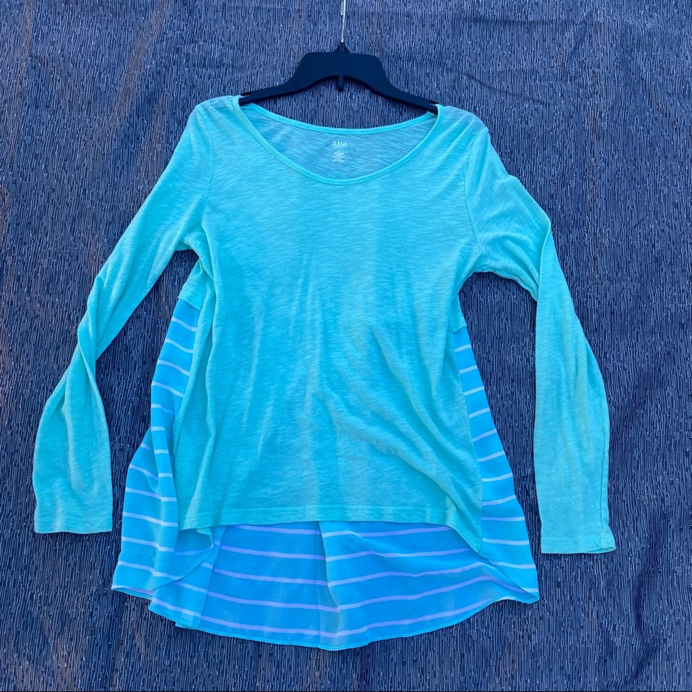 a.n.a. Symmetrical Long Sleeved Flowy Top with Sheer Back Size Large